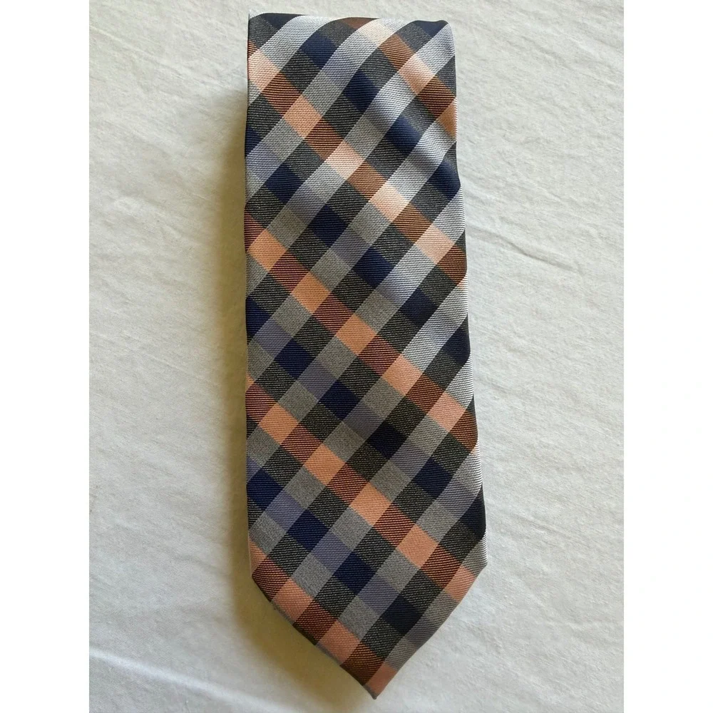 Chaps Mens Silk Necktie Ralph Lauren Plaid Check Hand Made Classic Tie Old Money